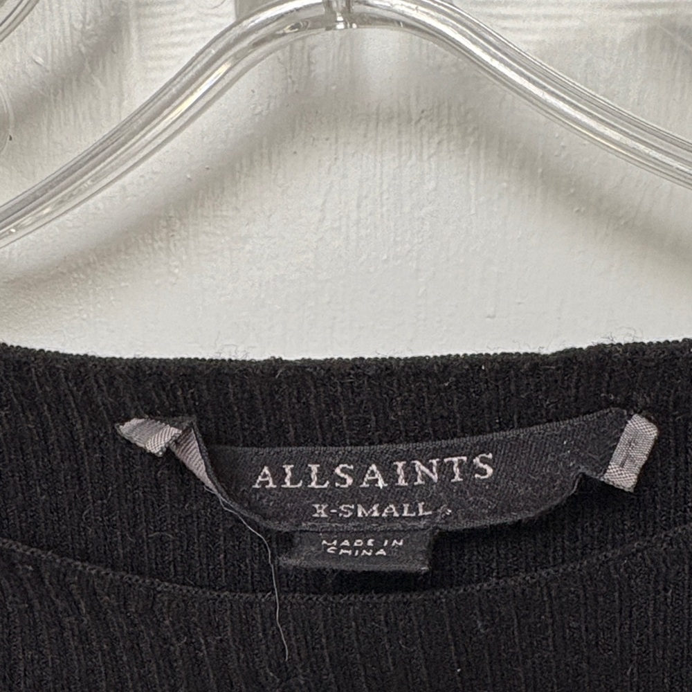 All Saints Black Ribbed Knit Top - Picture 2 of 2